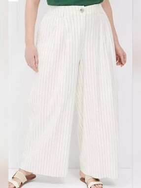 Pleated Wide Leg Pant Pinstripe